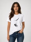 Astronot Ay Temalı Tişört Kısa Kol Yazlık Bisiklet Yaka T-shirt - Beyaz