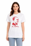 Atatürk Baskılı Tişört Kısa Kollu Bisiklet Yaka T-shirt - Beyaz
