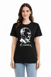 Atatürk Baskılı Tişört Kısa Kollu Bisiklet Yaka T-shirt - Siyah