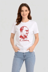 Atatürk Baskılı Tişört Kısa Kollu Bisiklet Yaka T-shirt - Beyaz