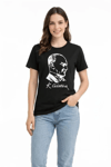 Atatürk Baskılı Tişört Kısa Kollu Bisiklet Yaka T-shirt - Siyah