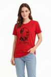 Atatürk Baskılı Tişört Kısa Kollu Bisiklet Yaka  T-shirt - Kırmızı