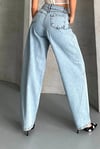 Baggy Kar Yıkama Buz Mavi Jeans Pantolon D2007