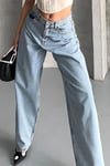 Baggy Kar Yıkama Buz Mavi Jeans Pantolon D2007