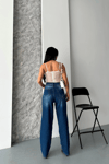 Baggy Süper Taş Bıyık Yıkama Koyu Mavi Jeans Pantolon D2007