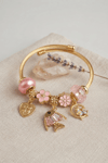 Balık Charmlı Pembe Renk Gold Bileklik