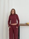 Balıkçı Yaka Örme Takım Bordo St265865