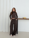 Balıkçı Yaka Örme Takım Kahve St265865