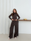 Balıkçı Yaka Örme Takım Kahve St265865