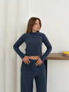 Balıkçı Yaka Örme Takım Lacivert St265865