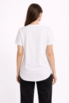 Basic T-shirt Kısa Kol Bisiklet Yaka Oval Kesim Tişört - Beyaz