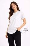 Basic T-shirt Kısa Kol Bisiklet Yaka Oval Kesim Tişört - Beyaz