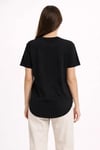 Basic T-shirt Kısa Kol Bisiklet Yaka Oval Kesim Tişört - Siyah