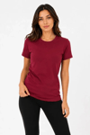 Basic Tişört Bisiklet Yaka Kısa Kol Günlük Yazlık Slim Fit T-shirt - Bordo