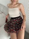 Baskılı Astarlı Mini Etek