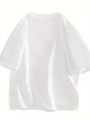 Baskılı Oversize Bisiklet Yaka T-shirt - Beyaz