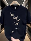Baskılı Oversize Bisiklet Yaka T-shirt - Beyaz