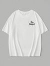 Baskılı Oversize Bisiklet Yaka T-shirt - Beyaz