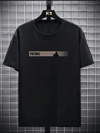 Baskılı Oversize Bisiklet Yaka T-shirt - Siyah