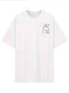 Baskılı Oversize Bisiklet Yaka T-shirt - Beyaz