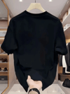 Baskılı Oversize Bisiklet Yaka T-shirt - Beyaz