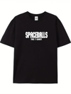 Baskılı Oversize Bisiklet Yaka T-shirt - Siyah