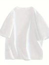 Baskılı Oversize Bisiklet Yaka T-shirt - Beyaz