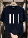 Baskılı Oversize Bisiklet Yaka T-shirt - Siyah