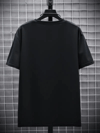 Baskılı Oversize Bisiklet Yaka T-shirt - Siyah