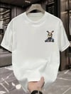 Baskılı Oversize Bisiklet Yaka T-shirt - Beyaz