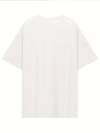 Baskılı Oversize Bisiklet Yaka T-shirt - Beyaz