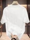 Baskılı Oversize Bisiklet Yaka T-shirt - Beyaz