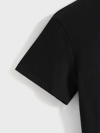 Baskılı Oversize Bisiklet Yaka T-shirt - Siyah