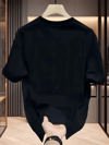 Baskılı Oversize Bisiklet Yaka T-shirt - Siyah