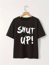 Baskılı Oversize Bisiklet Yaka T-shirt - Siyah