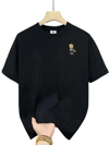 Baskılı Oversize Bisiklet Yaka T-shirt - Beyaz