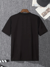 Baskılı Oversize Bisiklet Yaka T-shirt - Siyah