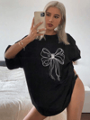 Baskılı Oversize T-shirt - Siyah