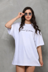 Baskılı T-shirt Kısa Kol Bisiklet Yaka Regular Rahat Kalıp Günlük Tişört - Beyaz