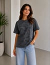 Batik Desenli Tişört Bisiklet Yaka Kısa Kol Regular Fit T-shirt - Siyah