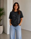 Batik Desenli Tişört Bisiklet Yaka Kısa Kol Regular Fit T-shirt - Siyah