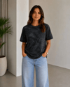 Batik Desenli Tişört Bisiklet Yaka Kısa Kol Regular Fit T-shirt - Siyah