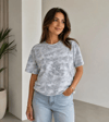 Batik Desenli Tişört Bisiklet Yaka Kısa Kol Regular Fit T-shirt - Gri