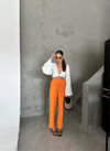 Bel Lastik Detaylı Modal Kumaş Pantolon - Orange