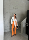 Bel Lastik Detaylı Modal Kumaş Pantolon - Orange