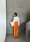 Bel Lastik Detaylı Modal Kumaş Pantolon - Orange