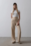 Beli Yarım Lastikli Palazzo Pantolon - Camel