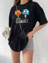 Bisiklet Yaka Baskılı Oversize T-shirt - Siyah