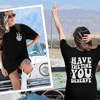 Bisiklet Yaka Kısa Kol Baskılı T-shirt - Siyah