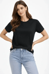 Bisiklet Yaka Tişört Regular Kalıp Basic Pamuklu Günlük Kullanım T-shirt - Siyah